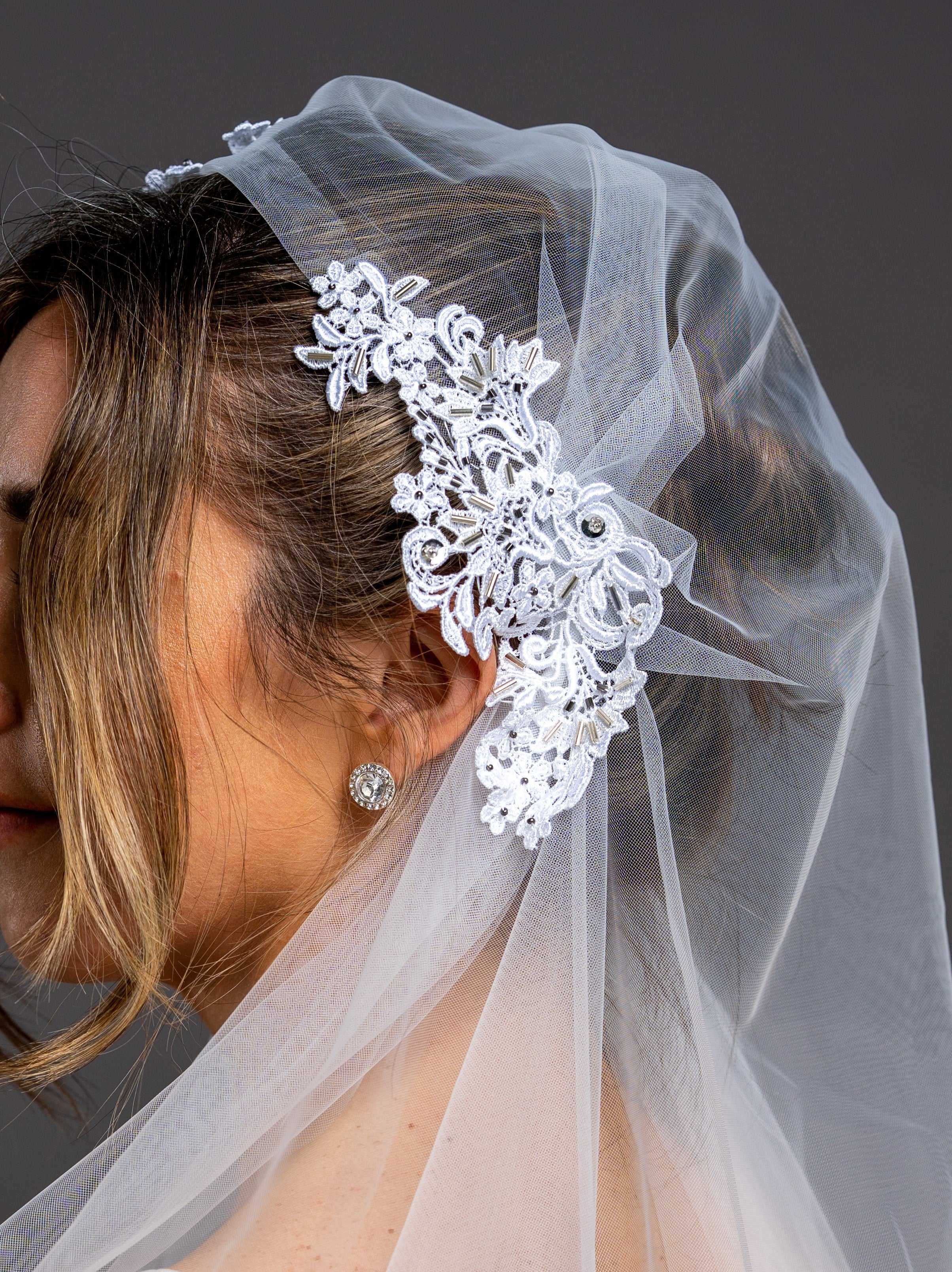 Ophelia Beaded Cap Veil Percacciolo Collection