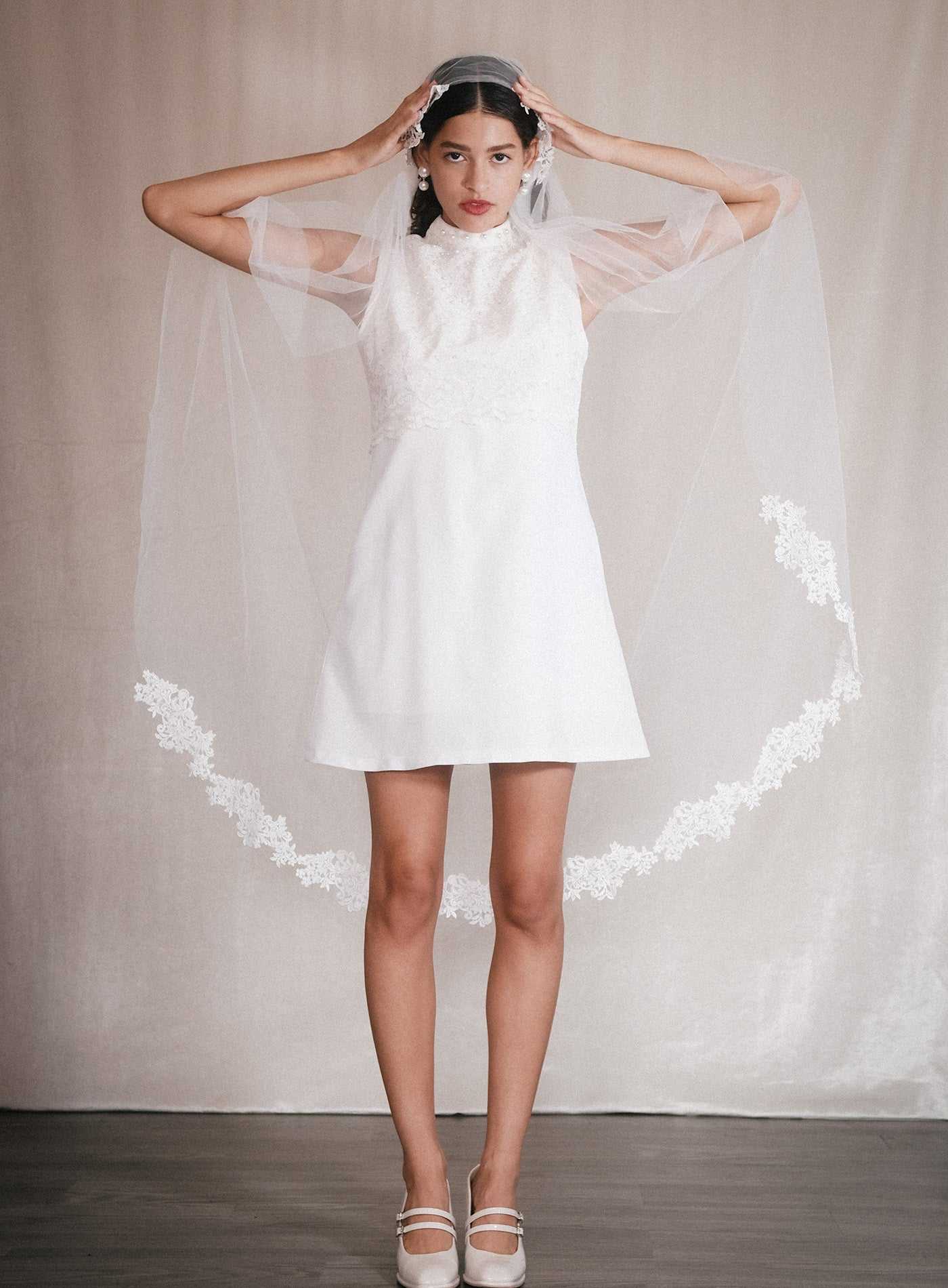 Ophelia Beaded Cap Veil Percacciolo Collection