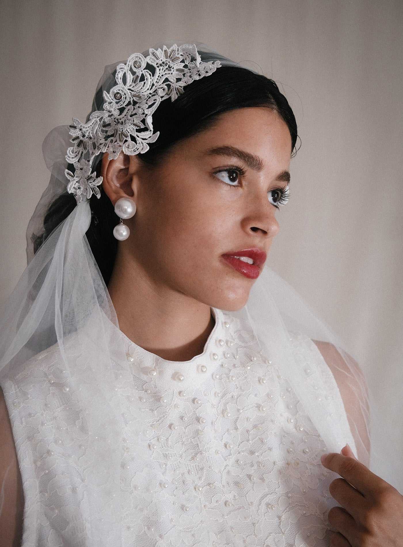 Ophelia Beaded Cap Veil Percacciolo Collection