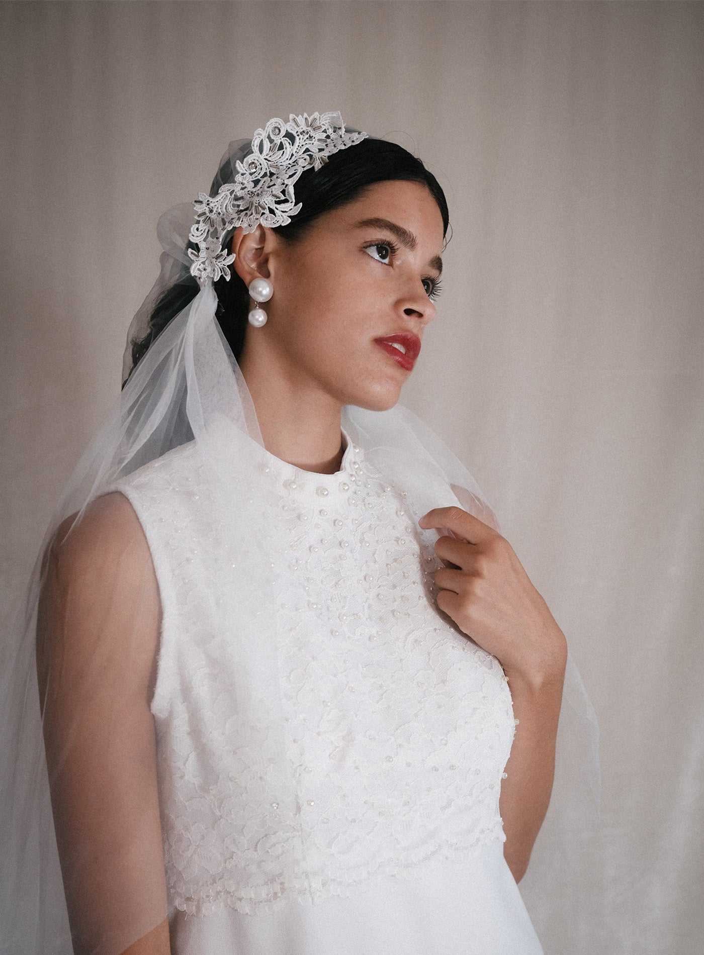 Ophelia Beaded Cap Veil Percacciolo Collection