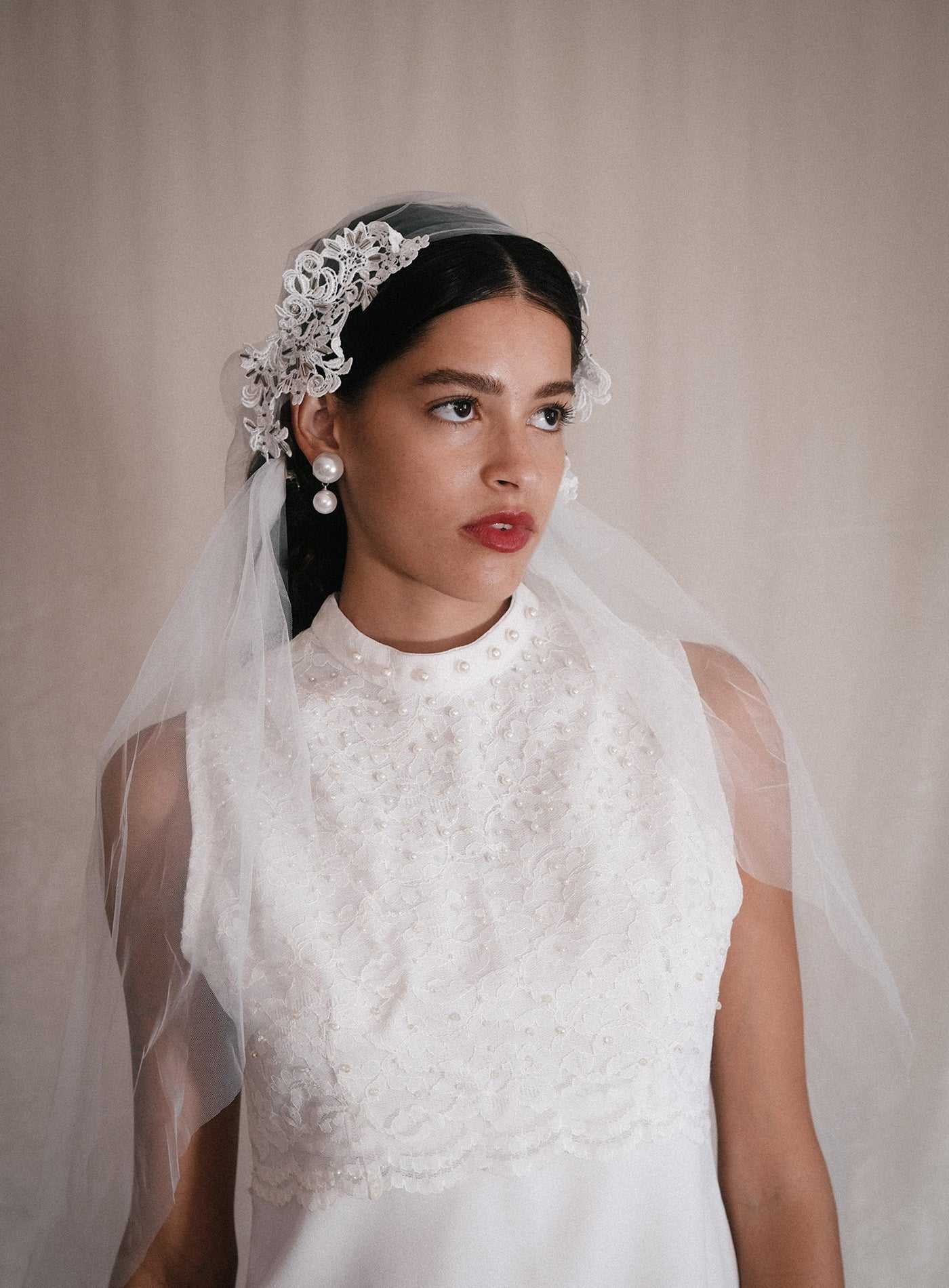 Ophelia Beaded Cap Veil Percacciolo Collection